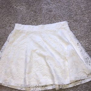 white lace short skirt